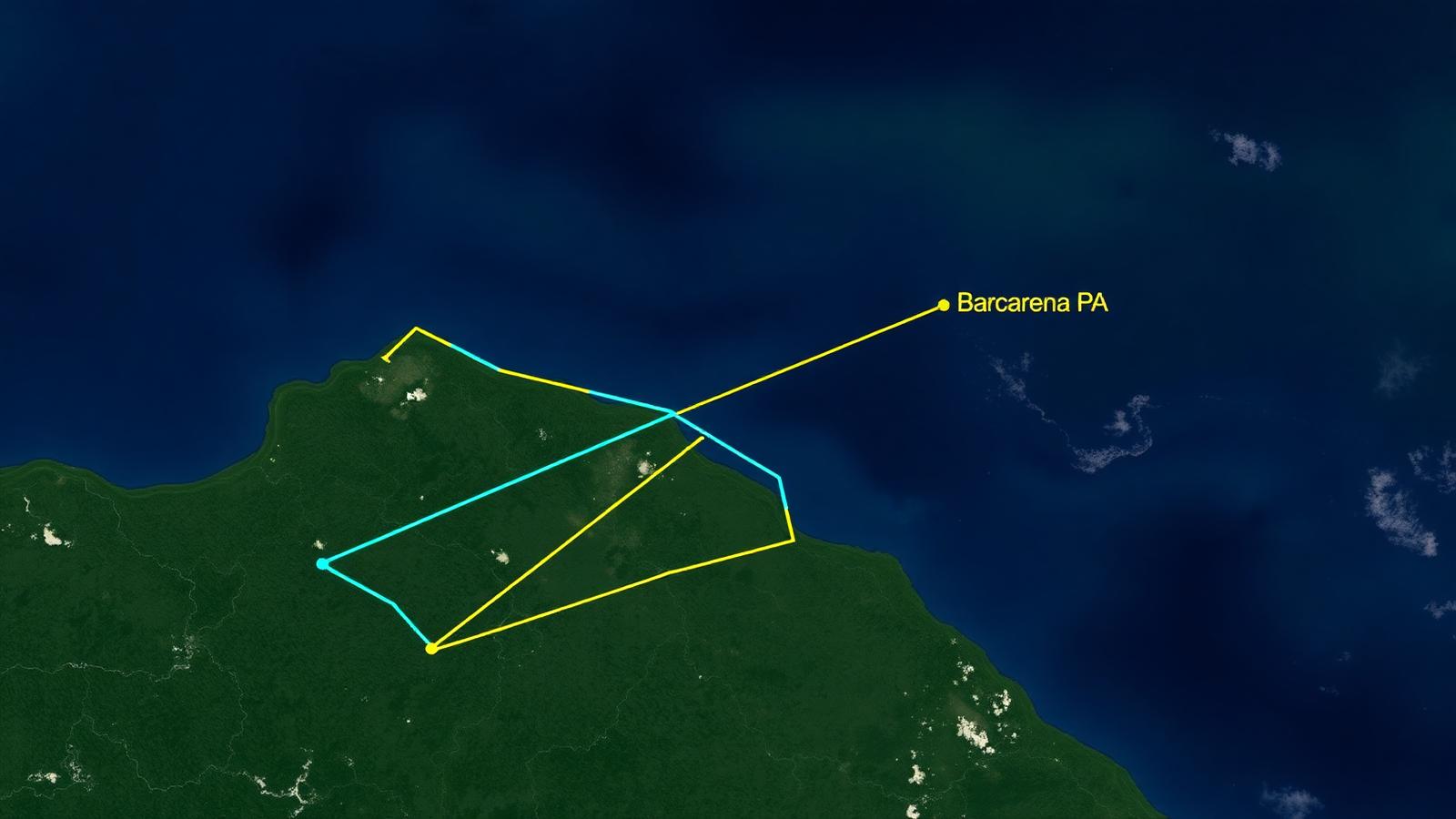 Mapa da navegação nos estreitos do entorno de Marajó até Barcarena