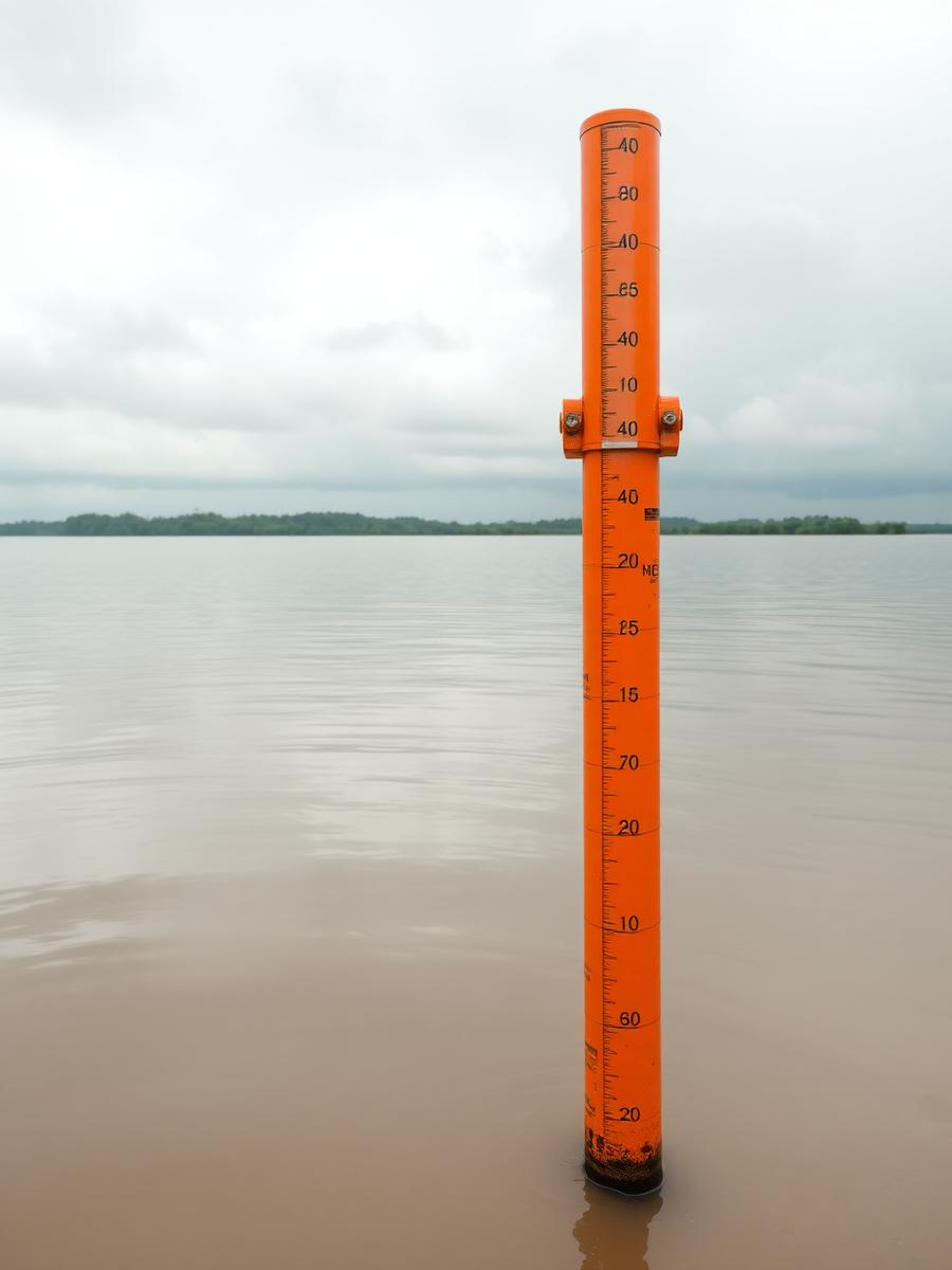Régua de medição do nível da água no Canal do Quiriri