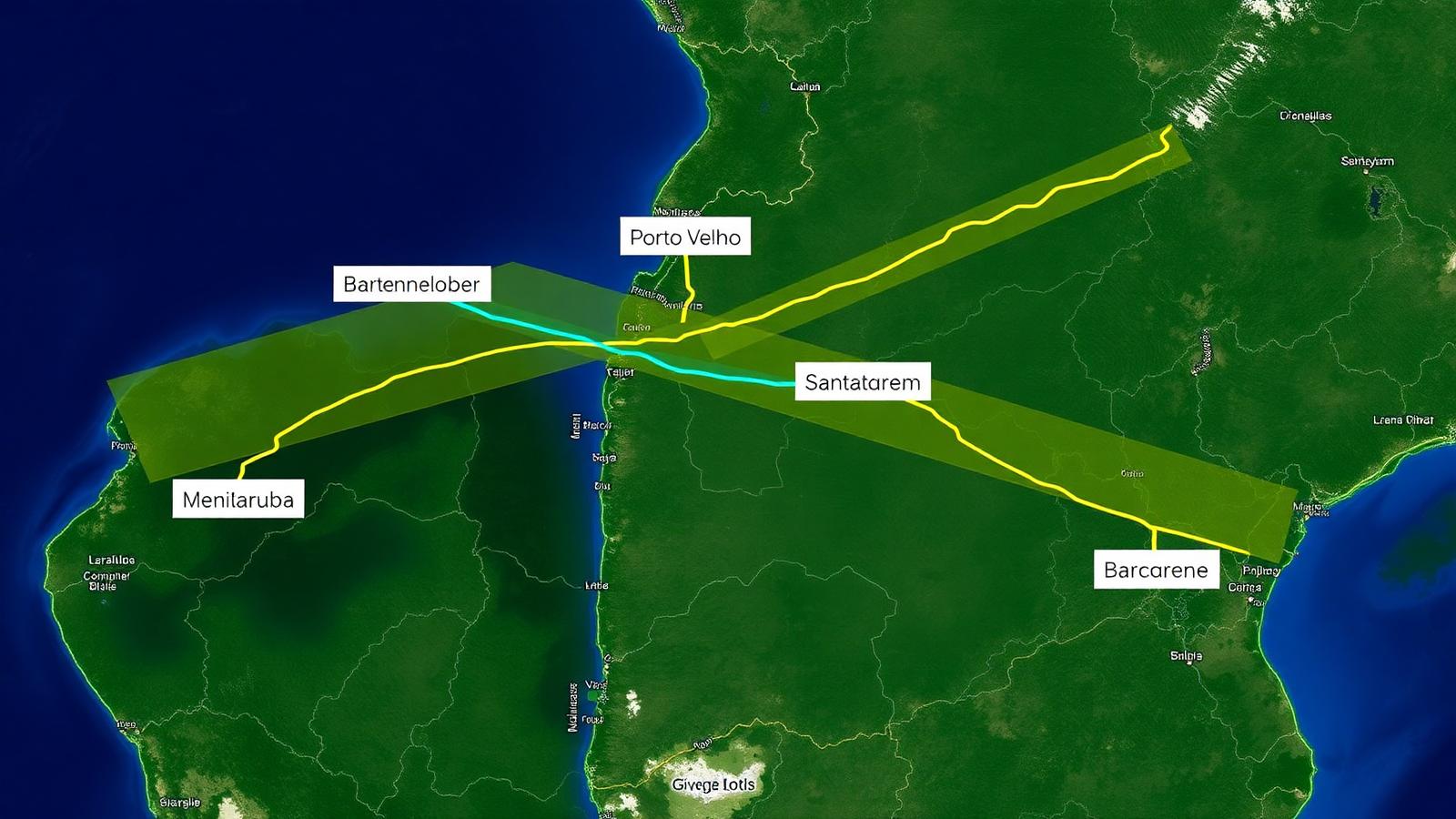 Mapa dos corredores rodoviários do Arco Norte