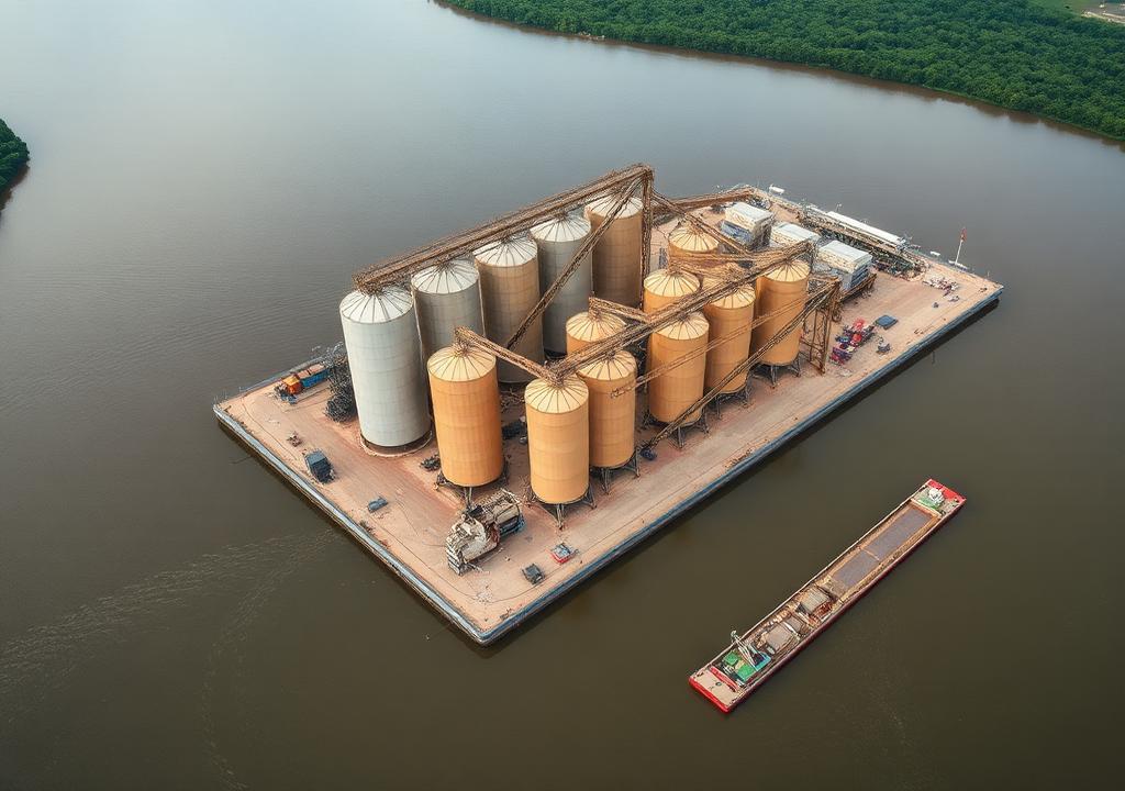 Terminal portuário de grãos no rio Tapajós